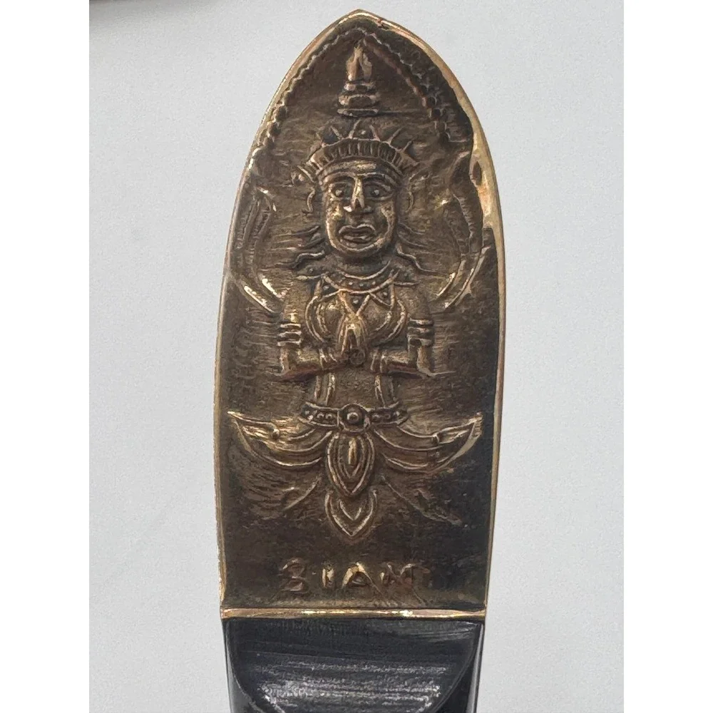 Vintage James Thailand Nickel Bronze Dessert Utensil Set 19pc Siam Goddess Case